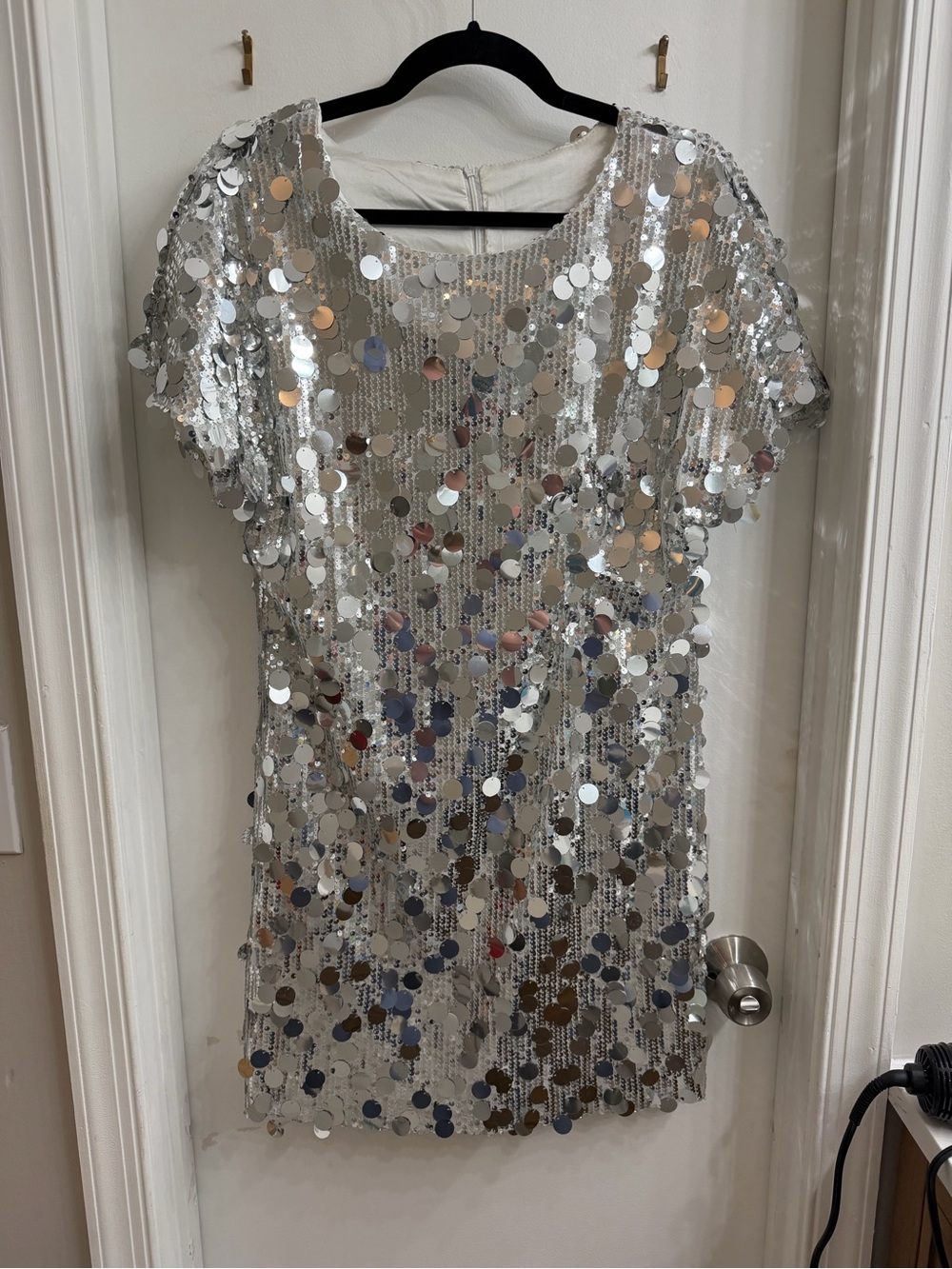 Silver Sequin Short Sleeve Women’s Dress
